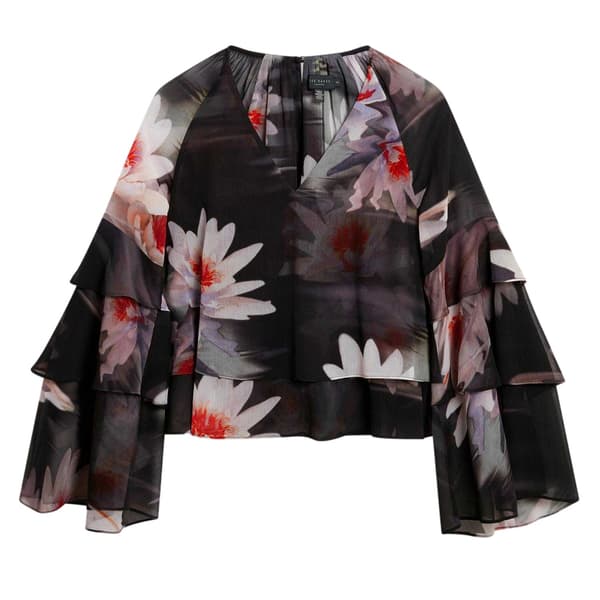 Ted Baker Dam V-ringad lös volangblus