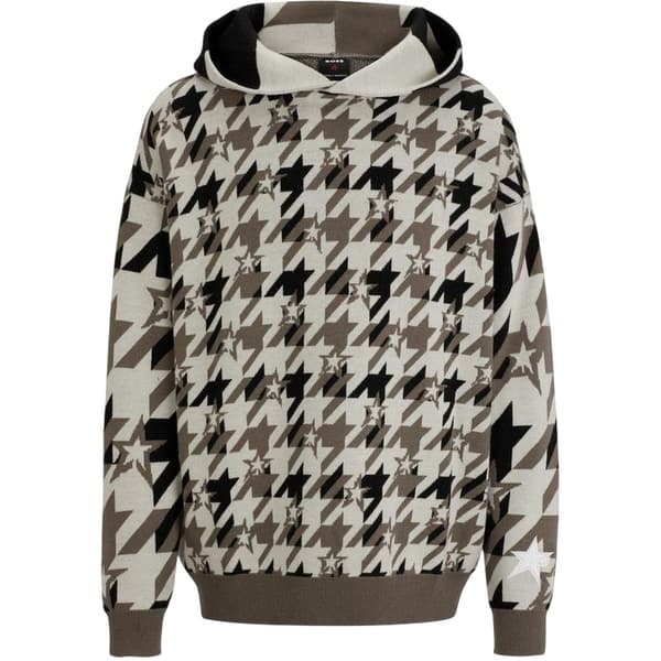 Boss Mens Houndstooth Oversized Hoodie