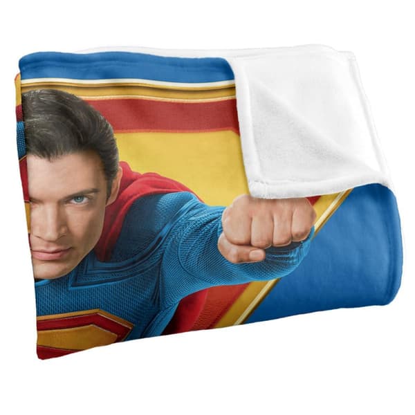 Superman Flying Over Shield Blanket