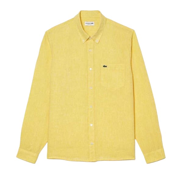 Lacoste Mens Linen Button-Down Shirt