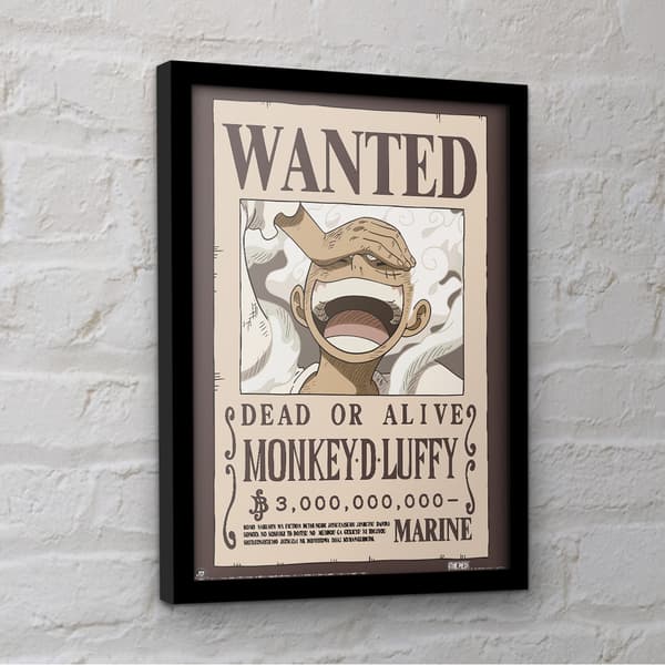 One Piece Wanted Monkey D. Luffy Framed Poster