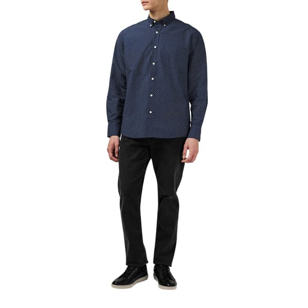 Fabric Mens Patterned Poplin Long-Sleeved Shirt