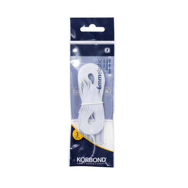 Korbond Resår Vit 6mm x 3m