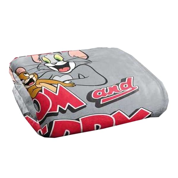 Tom And Jerry Leaning With Logo Blanket