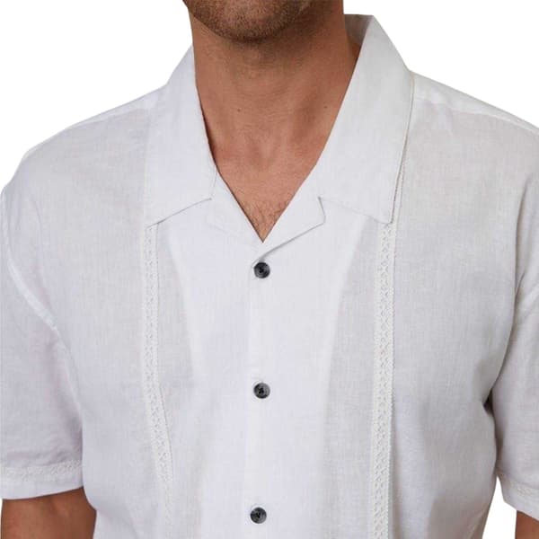 Threadbare Mens Embroidered Collared Short-Sleeved Bowling Shirt