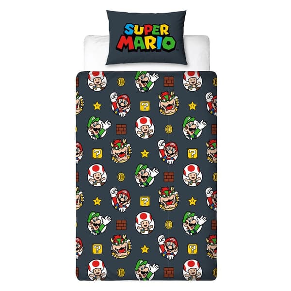 Super Mario Single Duvet Cover Set