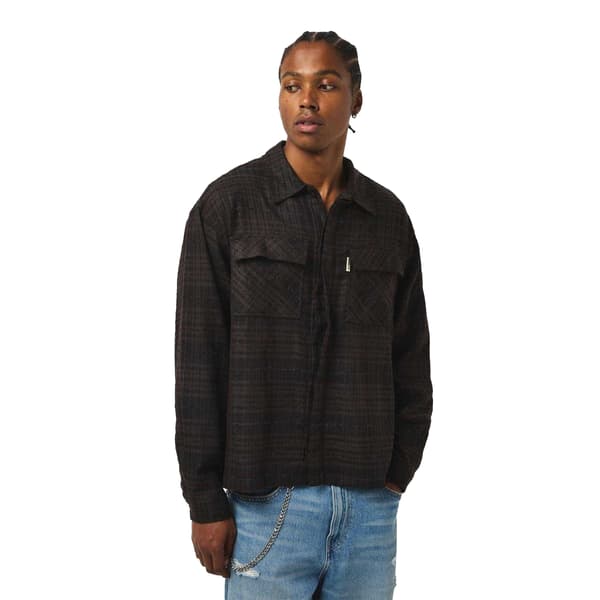 Represent Mens Plaid Button-Down Modern Overshirt