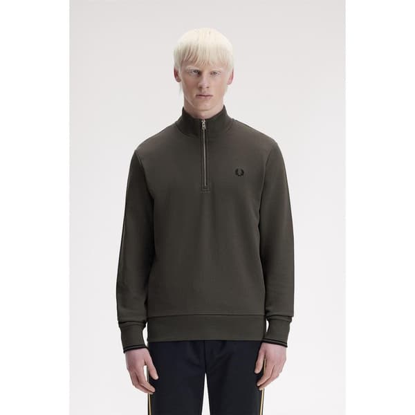 Fred Perry Mens Logo Half Zip Sweatshirt