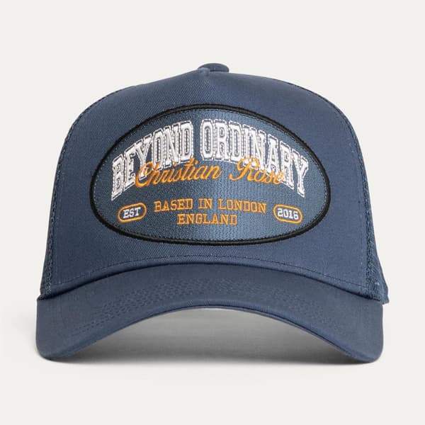 Christian Rose Embroidered Patch Trucker Cap