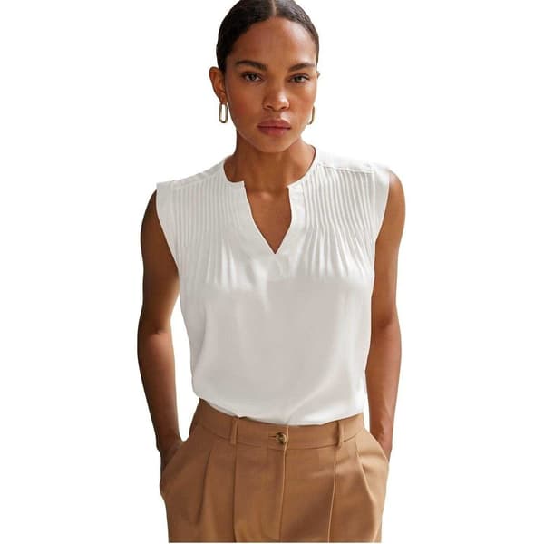 Boss Dam/Dam Pintuck Notch Neck Regular Blus