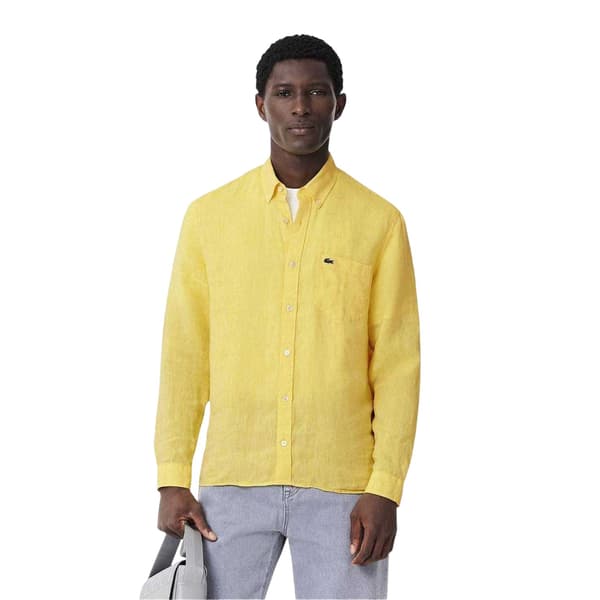 Lacoste Mens Linen Button-Down Shirt