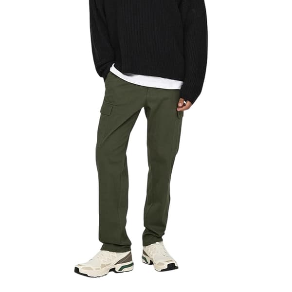 Only Mens Plain Straight Cargo Trousers