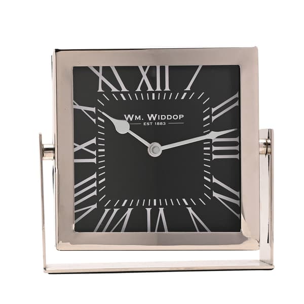 Wm.Widdop Silver Square Mantle Clock - 18cm