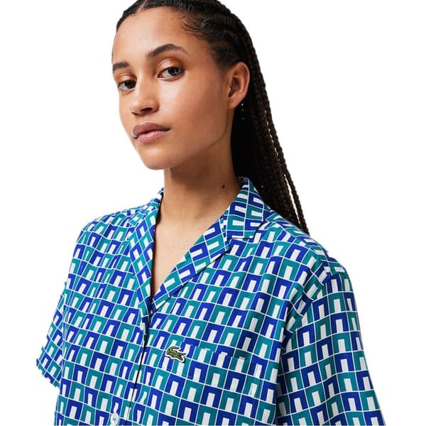 Lacoste Dam Geometrisk Kortärmad Skjorta