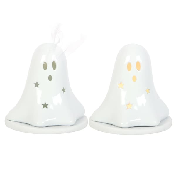 Something Different Ceramic Ghost Tealight And Incense Cone Holder
