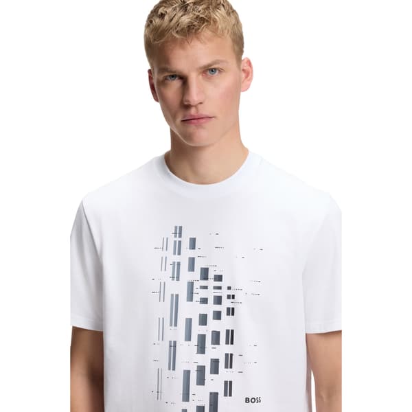 Boss Mens Geometric Stretch Regular T-Shirt
