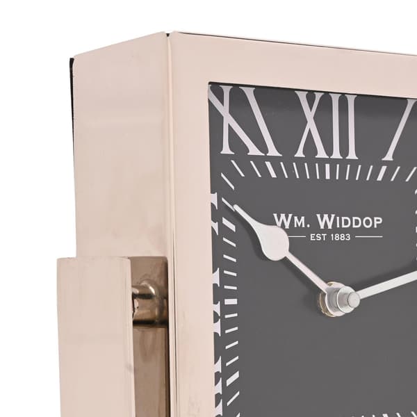 Wm.Widdop Silver Square Mantle Clock - 18cm