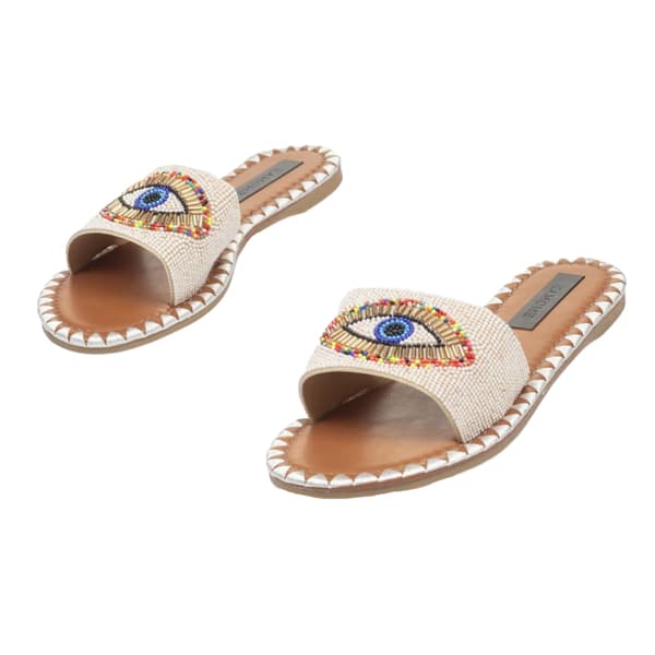Where's That From Womens/Ladies Fabric Open Toe Flat Slide