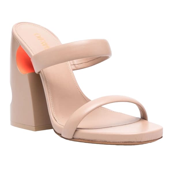 Off White Mules med hög blockklack i läder för damer