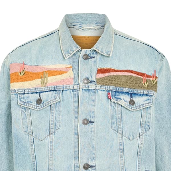 Levis Mens Embroidered Denim Trucker Jacket