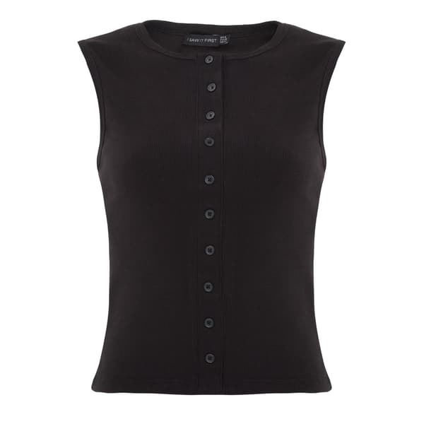 I Saw It First Womens/Ladies Ribbed Button Fitted Top