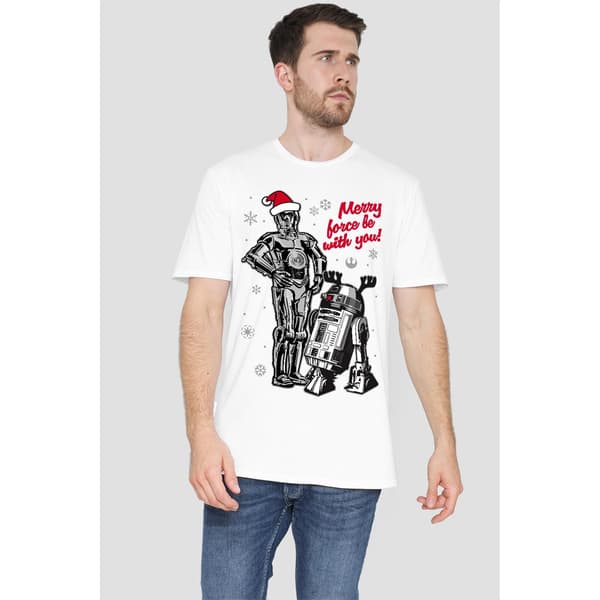 Star Wars Miesten Hyvää joulua droidit T-paita
