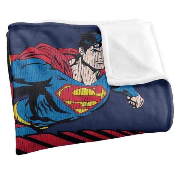 Superman Flying Distressed Blanket