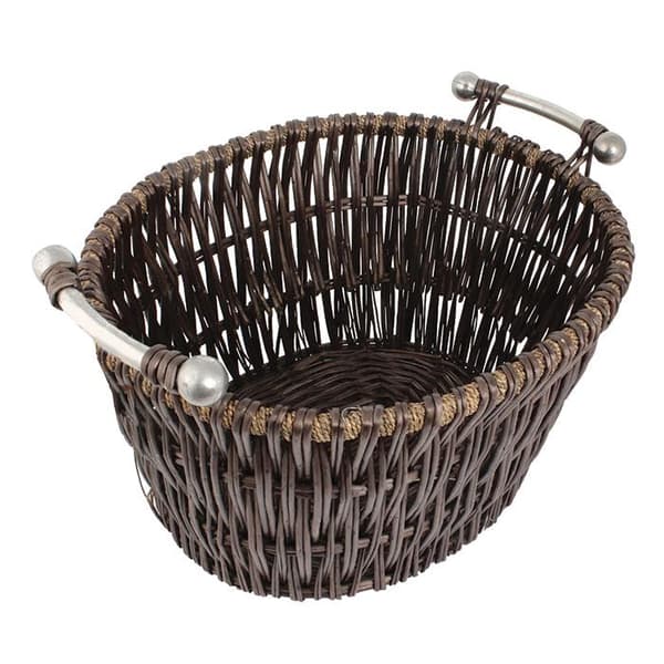 JVL Oblong Willow Basket with Silver Handle 55 x 44cm