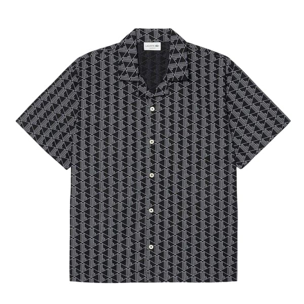 Lacoste Herr Geometrisk Poplin Pyjamastopp med Avslappnad Passform
