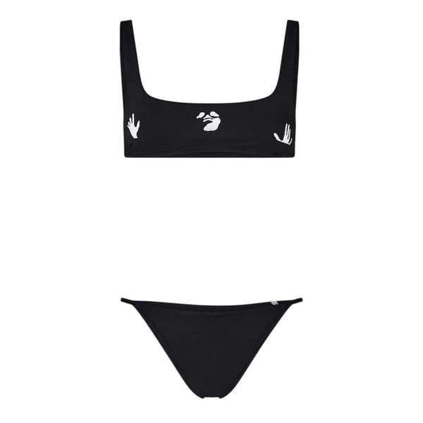 Off White Womens/Ladies Graphic Print Square Neck Bikini Set