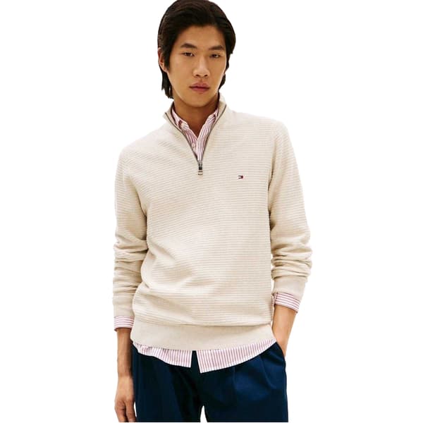 Tommy Hilfiger Mens Zip Neck Regular Jumper