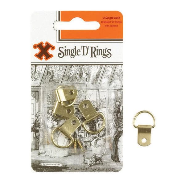 X Mässing Enkla D-ringar 4-pack