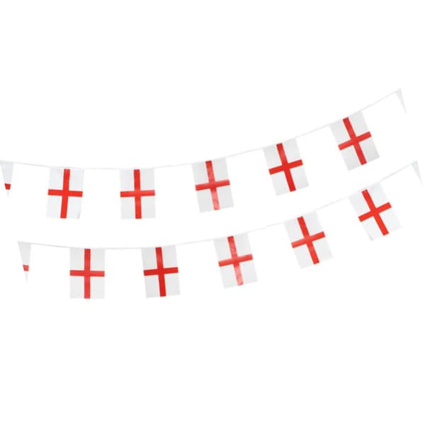Smiffys Rectangular Plastic England Flag Bunting