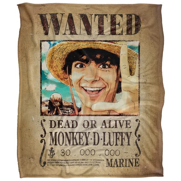 One Piece Live Action Soft Wanted Poster Monkey D. Luffy Blanket