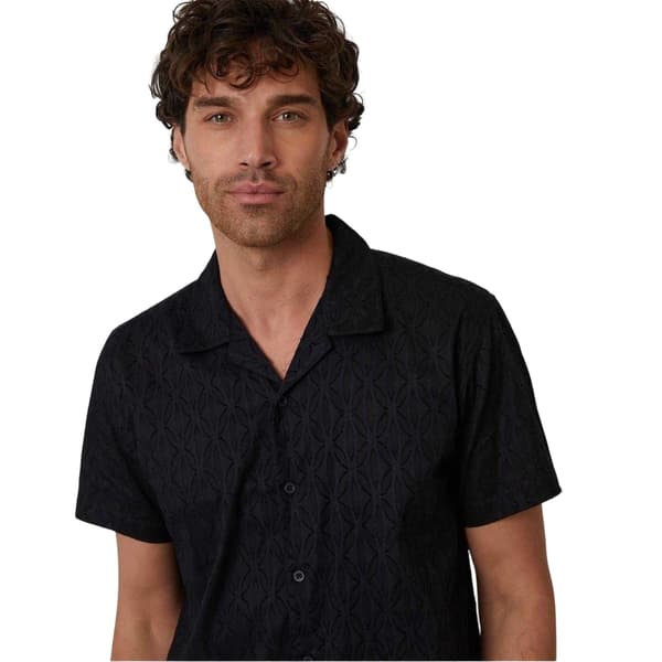 Threadbare Mens Geometric Pattern Short-Sleeved Shirt