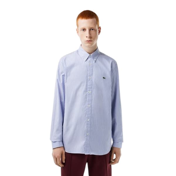 Lacoste Herrrandig Premium Bomull Regular Button-Down Skjorta