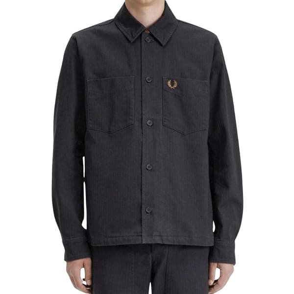 Fred Perry Mens Anchor Herringbone Overshirt
