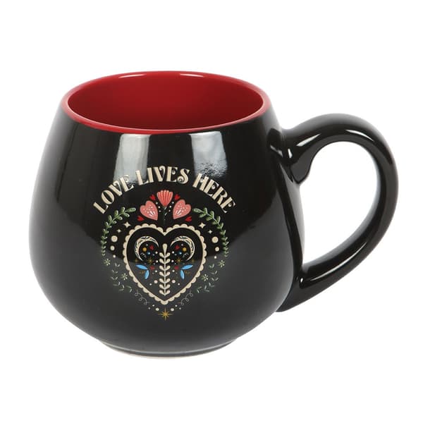 Something Different Love Lives Here Folk Heart 500ml muki