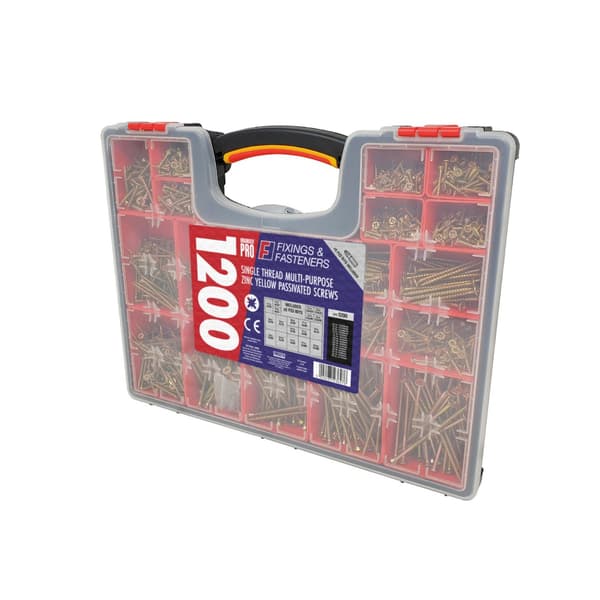 ForgeFix Organiser Pro Multi-purpose Wood Screw Kit, 1200 dele
