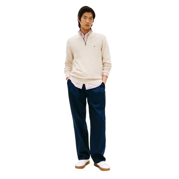 Tommy Hilfiger Mens Zip Neck Regular Jumper