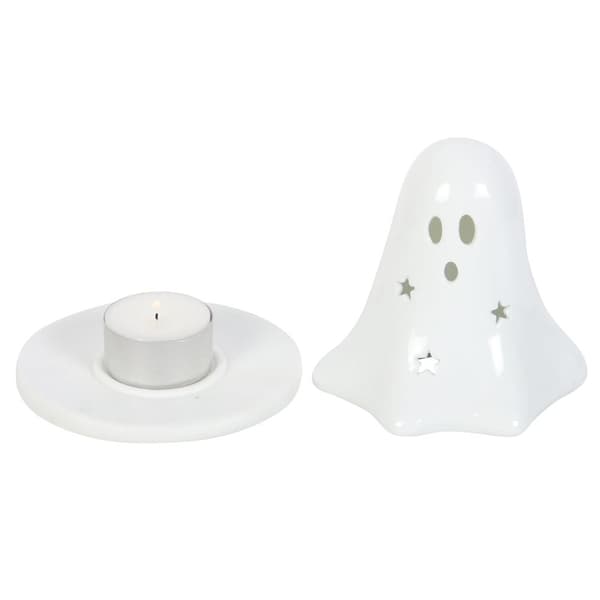 Something Different Ceramic Ghost Tealight And Incense Cone Holder