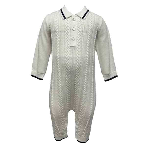 Pretty Green Baby Cable Knit Collared Romper