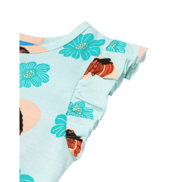 Moana Flickor Blommor Heltäckande Tryck Ärmlös Playsuit