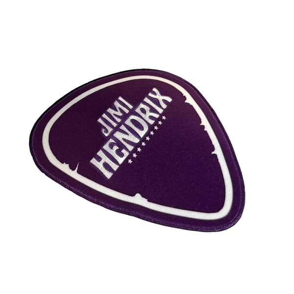 Jimi Hendrix Woven Plectrum Iron On Patch