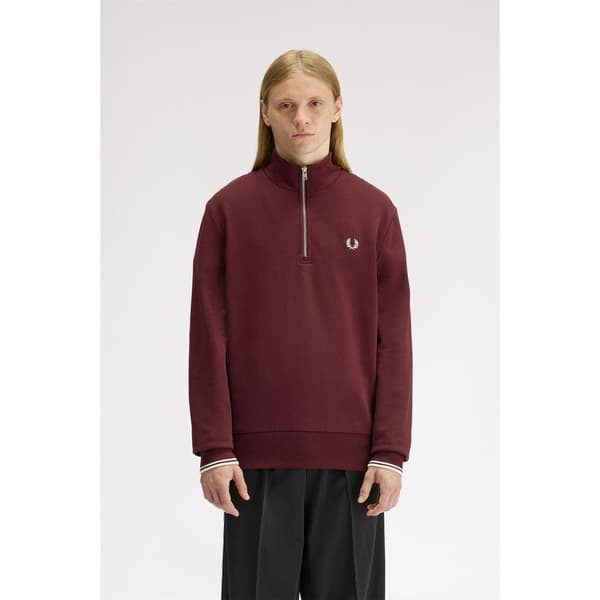 Fred Perry Mens Logo Half Zip Sweatshirt