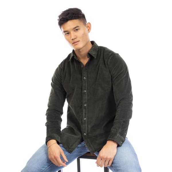 Peter Werth Mens Daker Corduroy Collared Long-Sleeved Shirt