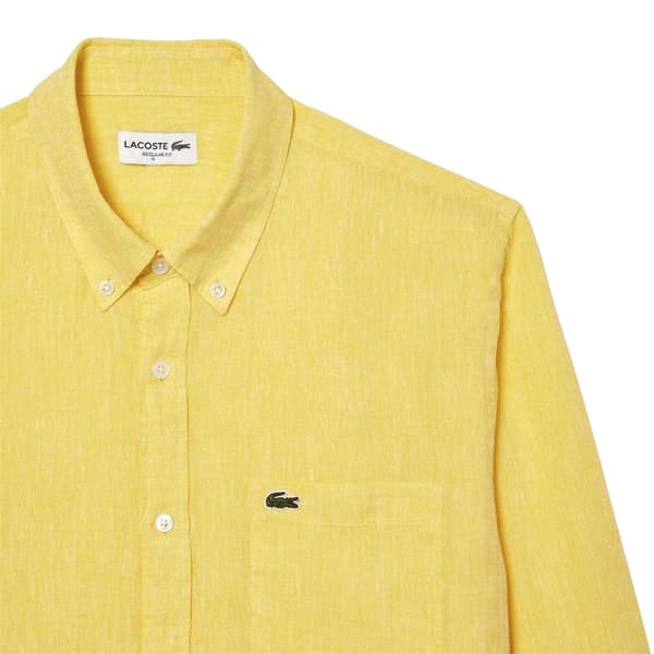 Lacoste Mens Linen Button-Down Shirt