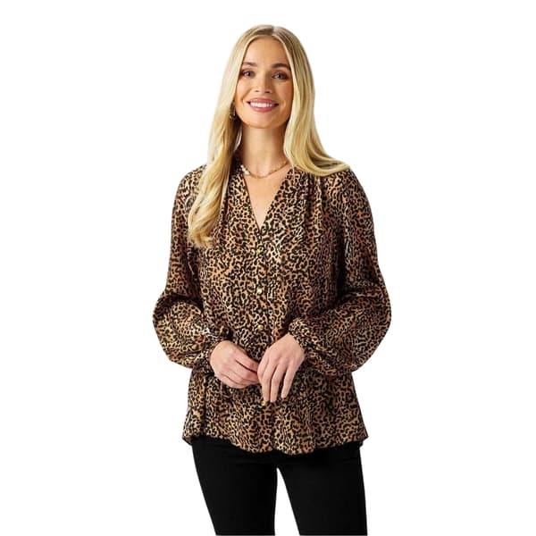 Biba Dam Leopardmönstrad Blus med Knappar