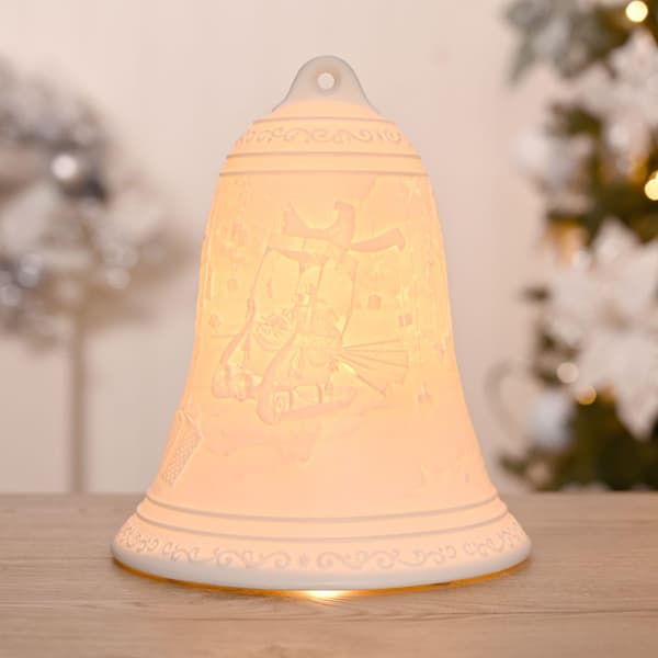 Vit porslinsjulklocklampa
