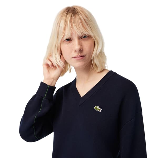 Lacoste Dam Ribbad V-ringad Tröja